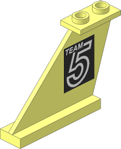 Tail  4 x  1 x  3 with White "TEAM 5" on Black on Left Side Sticker