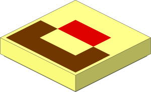 Tile  2 x  2 with Medium Nougat Rectangle and Reddish Brown U-Form Pattern