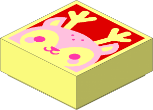 Tile  1 x  1 with Bright Pink Reindeer Face on Bright Light Blue Background Pattern