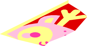 ~Tile  1 x  1 with Bright Pink Reindeer Face on Bright Light Blue Background Pattern - Half