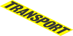Sticker  1 x  4.8 with Black "TRANSPORT" on Yellow Background