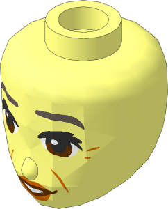 Figure Friends Head with Dark Brown Eyebrows, Black Eyelashes, Reddish Brown Eyes and Dark Orange Lips and Cheek Lines and Wrinkles Pattern