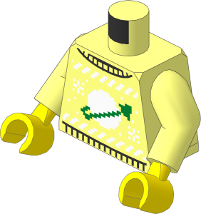Minifig Torso with Arms and Hands with Holiday Sweater with Snowflakes and White and Gold Classic Space Logo Pattern