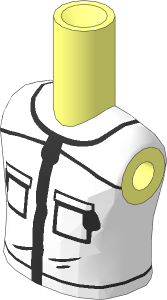 Figure Friends Boy Torso with White Jacket with Silver Zippers and Orange Beekeeper Logo on Back Pattern