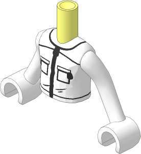 Figure Friends Boy Torso and Arms with White Jacket with Silver Zippers and Orange Beekeeper Logo on Back Pattern