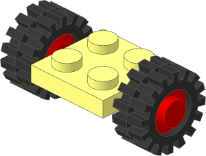 Plate  2 x  2 with Red Wheels and Tyres 6/ 50 x 8 Offset Tread