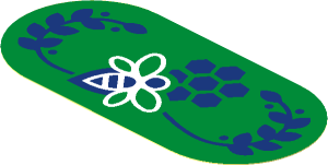 Sticker  1.8 x  3.8 Oval with Dark Blue Leaves and White Bee Sign