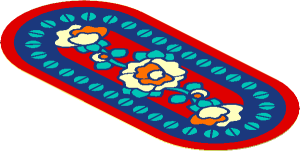 Sticker  1.8 x  3.8 Oval Bedside Rug with Flowers