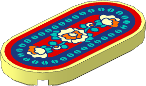 Tile  2 x  4 with Rounded Ends with Bedside Rug with Flowers Sticker