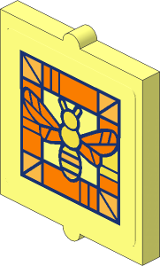 Glass for Window  1 x  2 x  2 with Stained Glass Bee Sticker