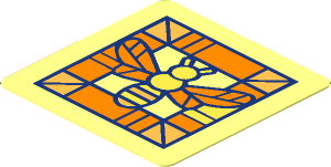 Sticker  1.5 x  1.5 with Stained Glass Bee