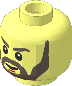 Minifig Head with Dark Brown Eyebrows and Angular Beard Pattern
