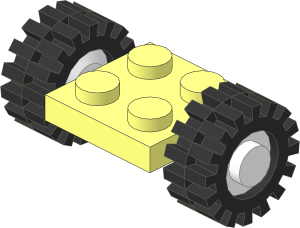 Plate  2 x  2 with White Wheels and Tyres 6/ 50 x 8 Offset Tread