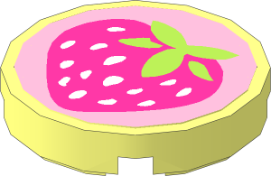 Tile  2 x  2 Round with Round Underside Stud with Strawberry Sticker
