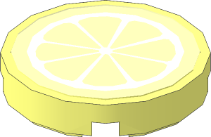 Tile  2 x  2 Round with Round Underside Stud with Orange Fruit Slice Sticker