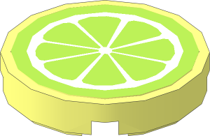 Tile  2 x  2 Round with Round Underside Stud with Lime Fruit Slice Sticker