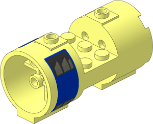 Cylinder  3 x  6 x  2.667 Horizontal with Solid Studs with Vents on Blue Background Stickers