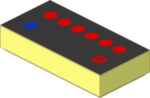 Tile  1 x  2 with Groove with Black 12V Battery Top Sticker