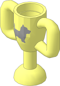 Minifig Trophy Cup  2.4L with Metallic Dark Grey Terrier Dog Pattern