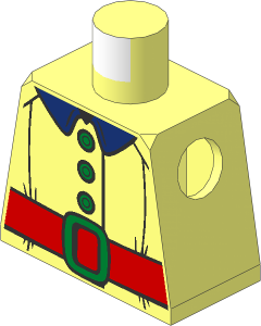 Minifig Torso with Jacket with Gold Buttons, Red Belt with Buckle and Dark Blue Collar Pattern