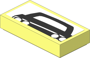 Tile  1 x  2 with Groove and Simulated Black Car in Rear-Mirror Sticker