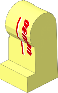 Minifig Leg Left with Demon Logo and Red and White Stripes Pattern