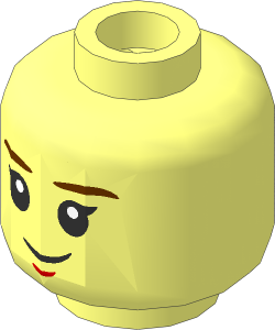 Minifig Head with Dark Brown Eyebrows, Medium Nougat Chin Dimple, Grin / Scared Open Mouth with Teeth  2-Sided Pattern