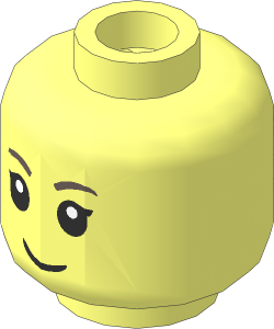 Minifig Head with Dark Brown Eyebrows, Eyelashes, Angry Frown / Grin  2-Sided Pattern