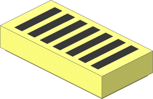 Tile  1 x  2 with Black Grille with  7 Stripes Pattern