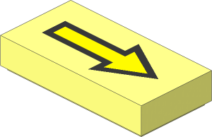 Tile  1 x  2 with Arrow Long Yellow with Black Border Pattern