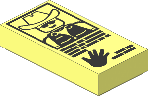Tile  1 x  2 with Officer Picture and Handprint Pattern
