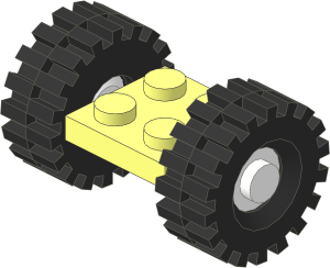 Plate  2 x  2 with White Wheels and Tyres 8/ 75 x 8 Offset Tread