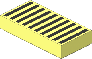 Tile  1 x  2 with Black Grille with 10 Stripes Pattern