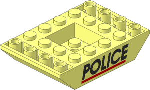 Slope Brick 45  6 x  4 Double Inverted with "POLICE" Red Line Pattern