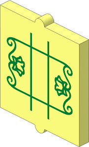 Glass for Window  1 x  2 x  2 Gold Lattice, Flowers and Filigree Pattern