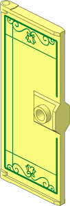 Door  1 x  3 x  6 with Gold Lattice, Flowers and Filigree Pattern