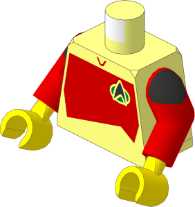 Minifig Torso with Arms and Hands with ST Red Starfleet Duty Uniform (2360s Variant) Pattern