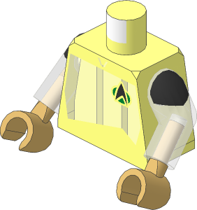 Minifig Torso with Arms and Tan Hands with ST Bright Light Orange Starfleet Duty Uniform (2360s Variant) Pattern