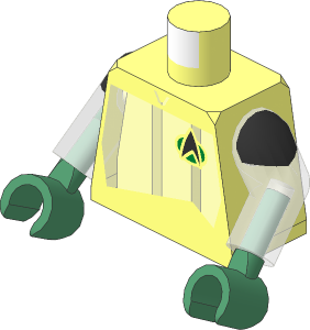 Minifig Torso with Arms and Medium Brown Hands with ST Bright Light Orange Starfleet Duty Uniform (2360s Variant) Pattern