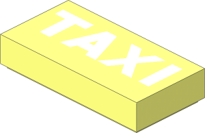 Tile  1 x  2 with White "TAXI" Pattern
