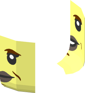 ~Minifig Head with Reddish Brown Eyebrows and Wrinkles and Dark Brown Lips Mouth Open / Closed 2-Sided Half Pattern
