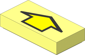 Tile  1 x  2 with Arrow Short Yellow with Black Border Pattern