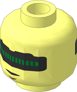 Minifig Head with Gold Visor, Black Eyebrows, Neutral / Smile with Teeth Pattern 2-Sided Pattern
