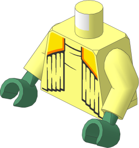 Minifig Torso with Arms and Hands with Vest with Black Folds, Medium Lavender Shoulders with Metallic Pink Trim Line Pattern