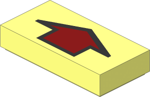 Tile  1 x  2 with Arrow Short DkRed with Silver Border Pattern