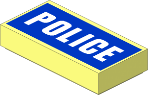 Tile  1 x  2 with White "POLICE" on Blue Background Pattern
