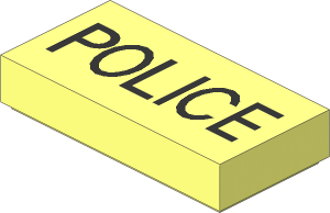Tile  1 x  2 with Thin Black "POLICE" Pattern