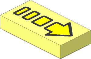 Tile  1 x  2 with Arrow Dotted Yellow with Black Border Pattern