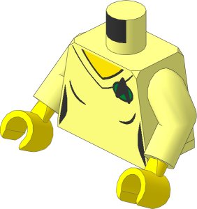 Minifig Torso with Arms and Hands with ST Uniform Vest with Starfleet Combadge and Light Nougat Neck Pattern