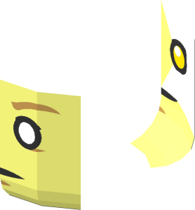~Minifig Head with Yellow Eyes, Dark Tan Eyebrows, Neutral / Raised Eyebrow 2-Sided Pattern - Half